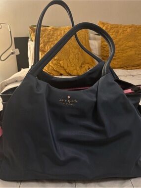 kate spade Navy Tote with Pink Interior Trim